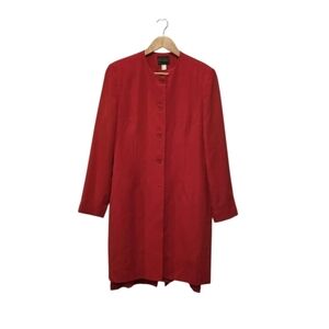 Louben Red Textured Button Blazer and Dress Two Piece